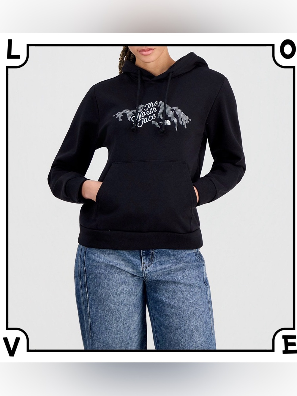 The North Face Evolution Sparkle Cotton Hoodie Black Sz L Gorpcore Athleisure